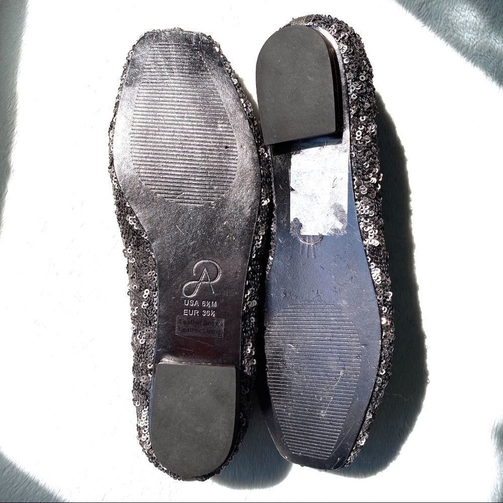 Adrianna Papell Square Toe Sequin Sparkly Flats - Picture 6 of 8